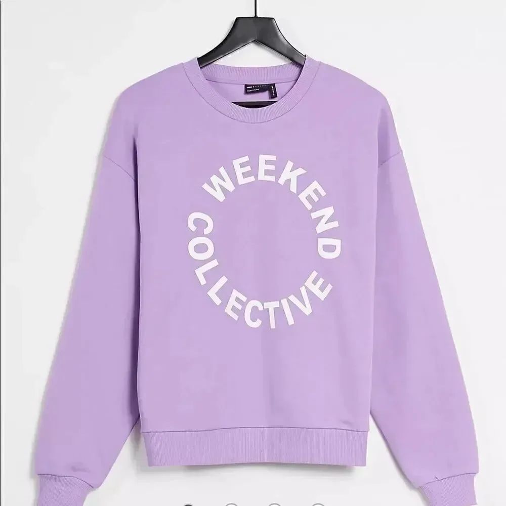 ASOS Weekend Collective co-ord oversized sweatshirt with logo in lilac
